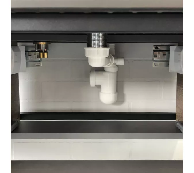 COMFORTY. Тумба-умывальник "Лиссабон-95" дуб темный с правой/левой  черной столешницей с раковиной, Выбрать размер: 95, Ориентация: правая, Выбрать цвет: дуб темный , Комплектация: раковина Comforty 9111, изображение 9