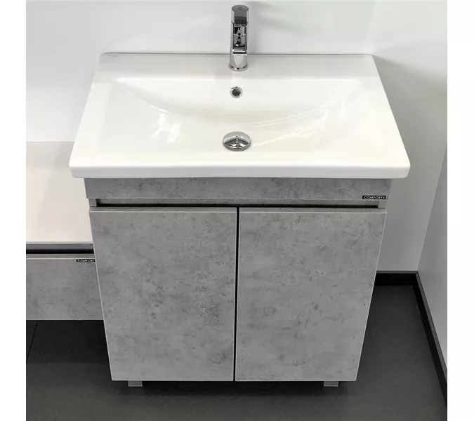 COMFORTY. Тумба-умывальник "Осло-70НД" бетон светлый с раковиной COMO 70, изображение 8