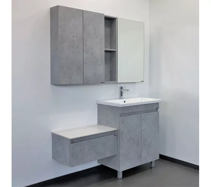 COMFORTY. Тумба-умывальник "Осло-70НД" бетон светлый с раковиной COMO 70, изображение 6