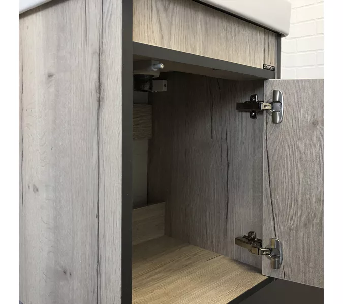 Тумба-умывальник Comforty  Вена 45/55/70  дуб дымчатый с раковиной Адриана, Выбрать размер: 45, Выбрать цвет: Дуб дымчатый, Комплектация: раковина Адриана 45, изображение 10