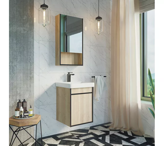 Тумба-умывальник Comforty  Вена 45/55/70  дуб дымчатый с раковиной Адриана, Выбрать размер: 45, Выбрать цвет: Дуб дымчатый, Комплектация: раковина Адриана 45, изображение 2