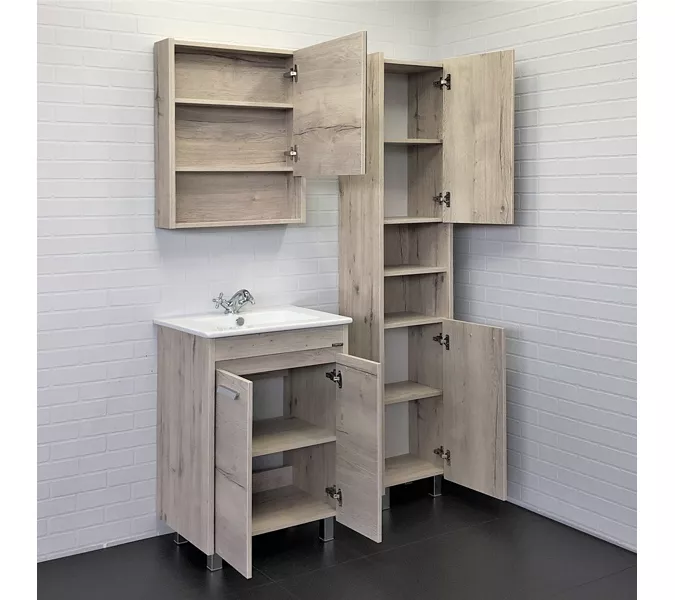 COMFORTY. Тумба-умывальник "Марио-60/75 " дуб дымчатый /сосна с раковиной Quadro 60/75, Выбрать размер: 60, Выбрать цвет: Дуб дымчатый, Комплектация: раковина Quadro 60, изображение 7