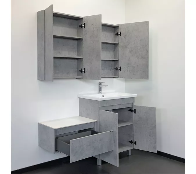 COMFORTY. Тумба-умывальник "Осло-70НД" бетон светлый с раковиной COMO 70, изображение 7