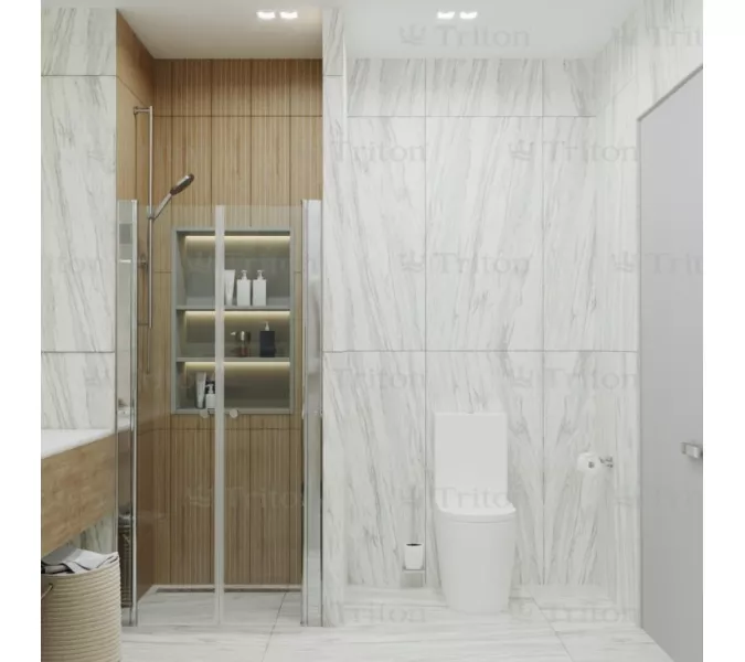 Душевая дверь в нишу Triton Дабл  стекло прозрачное, распашная, Выбрать размер: 90, изображение 2