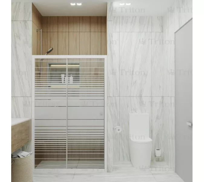 Душевая дверь в нишу Triton Слайд  прозрачное/полосы, Выбрать размер: 100