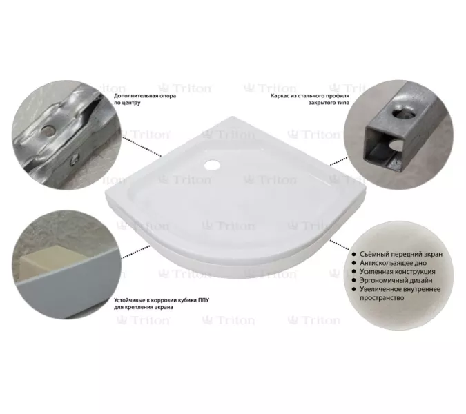 Поддон для душа Triton 80х80 ПД22/ПД6  низкий, Выбрать размер: 80х80, изображение 3