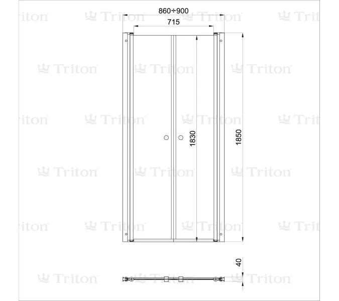Душевая дверь в нишу Triton Дабл  стекло прозрачное, распашная, Выбрать размер: 90, изображение 6