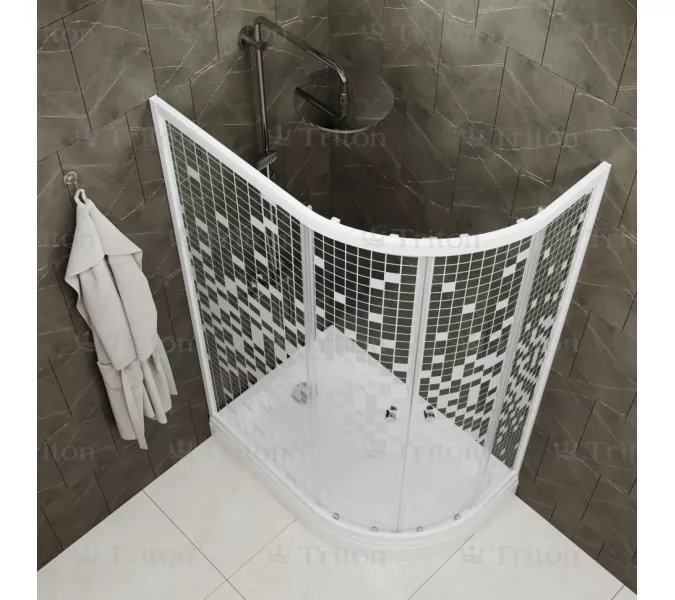 Душевое ограждение  Triton КОРАЛЛ  R/L 120х80 ( А- низкий поддон), Цвет профиля: Белый, Тип поддона: Низкий, Ориентация: левая, изображение 2