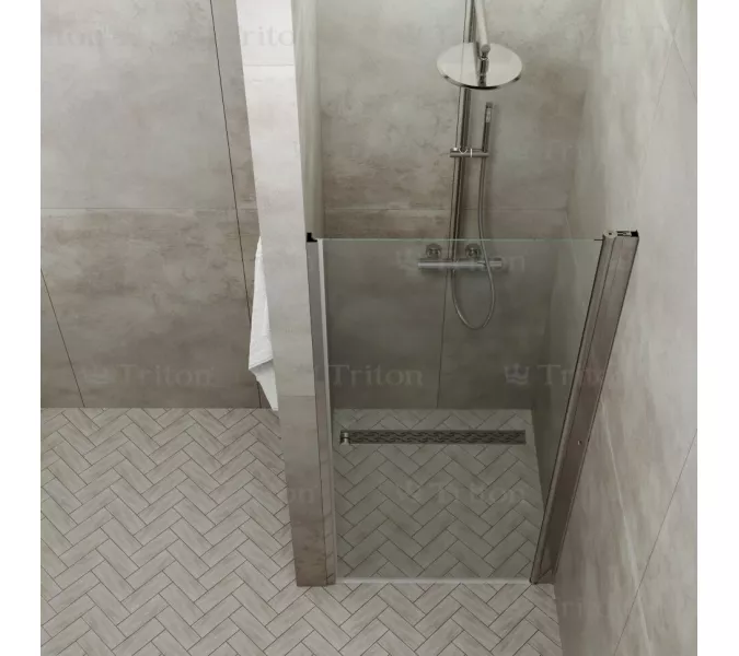 Душевая дверь в нишу Triton Уно прозрачное стекло, распашная, Выбрать размер: 70, изображение 2