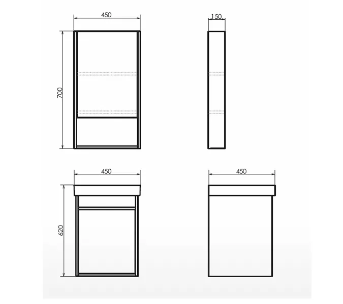 Тумба-умывальник Comforty  Вена 45/55/70  дуб дымчатый с раковиной Адриана, Выбрать размер: 45, Выбрать цвет: Дуб дымчатый, Комплектация: раковина Адриана 45, изображение 3