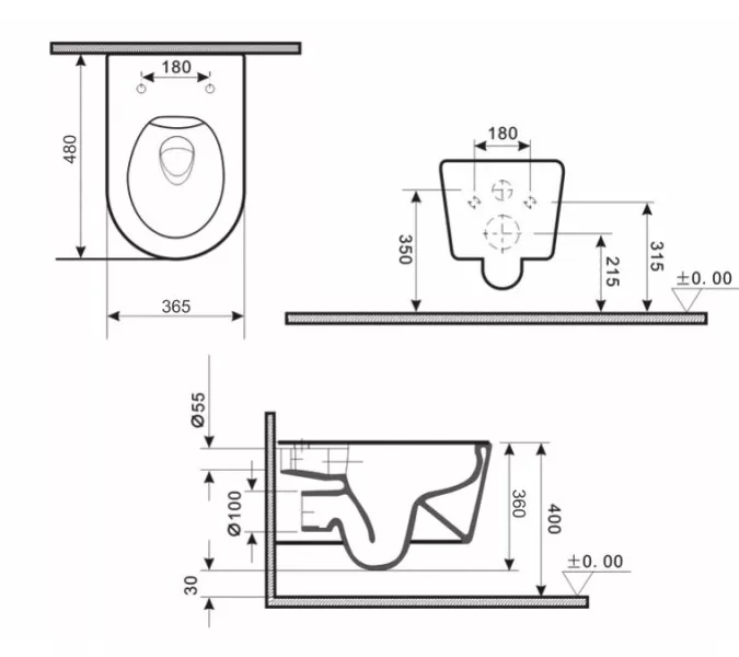 Безободковый подвесной унитаз микролифт дюропласт Gid Tr2130bm, изображение 6