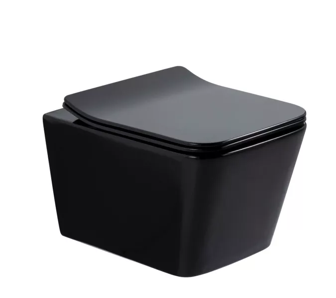 Безободковый подвесной унитаз микролифт дюропласт Gid Tr2144BL