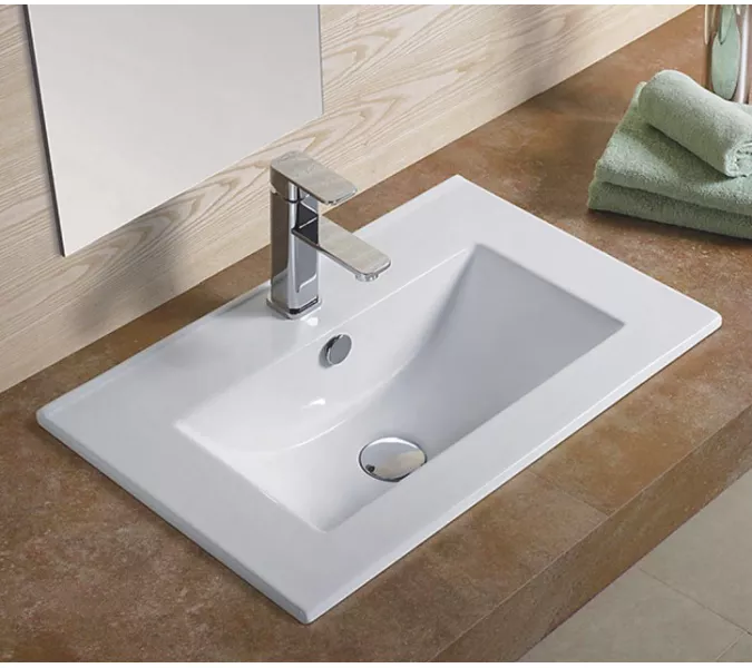 Встраиваемая сверху белая раковина для ванной Gid NYJ803-100, Выбрать размер: 100