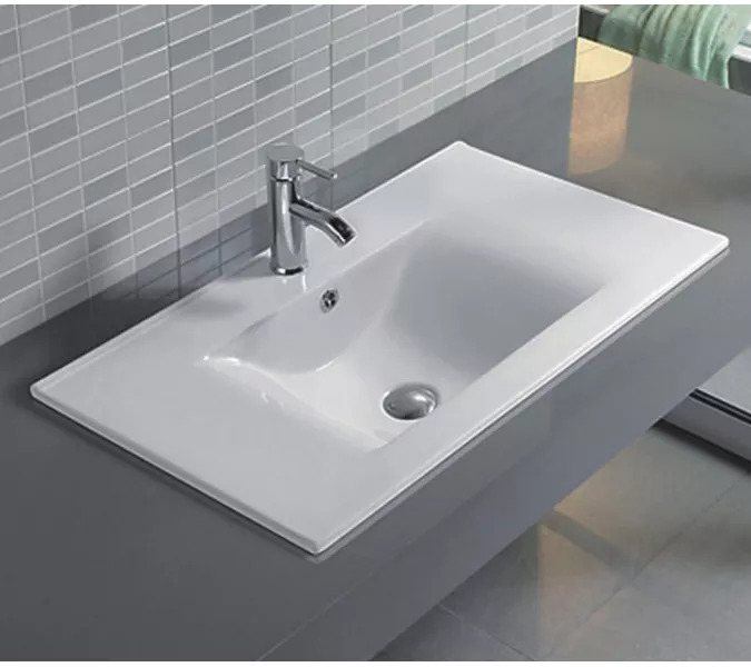 Встраиваемая сверху белая раковина для ванной Gid NYJ807-80, Выбрать размер: 80