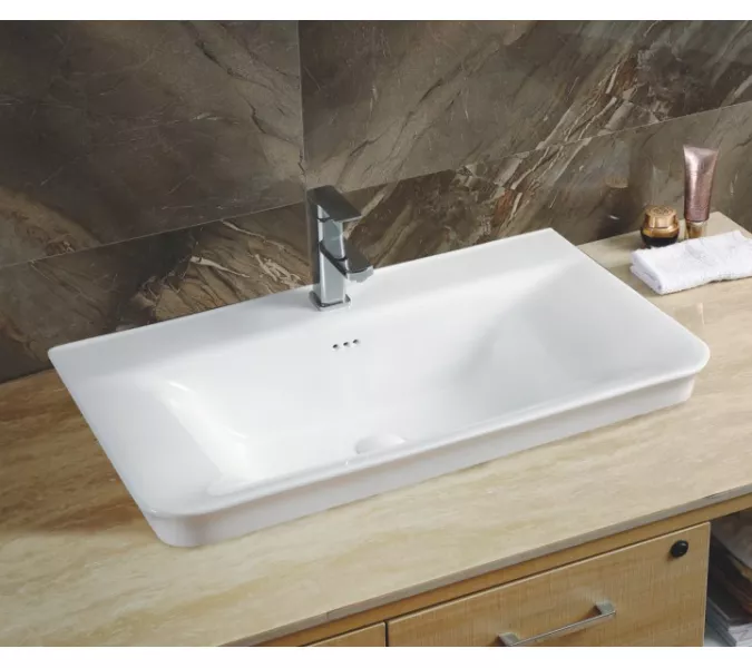 Встраиваемая сверху белая раковина для ванной Gid NYJ851-60, Выбрать размер: 60