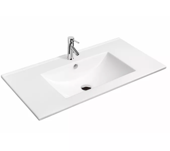 Встраиваемая сверху белая раковина для ванной Gid 9080e, Выбрать размер: 80