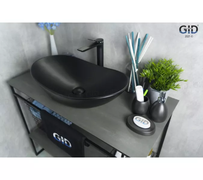 Накладная овальная раковина для ванной Gid Bm9811, Выбрать цвет: Черный матовый