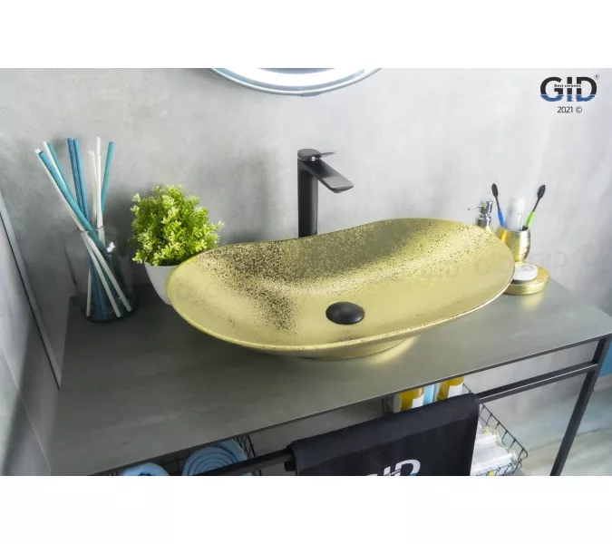 Накладная овальная раковина для ванной Gid Gd9811, Выбрать цвет: Золото