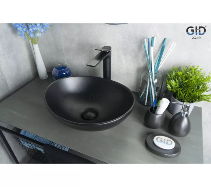 Накладная черная матовая раковина для ванной Gid Nc901