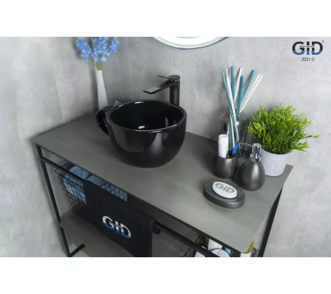 Накладная черная раковина для ванной Gid Nc9077, изображение 3