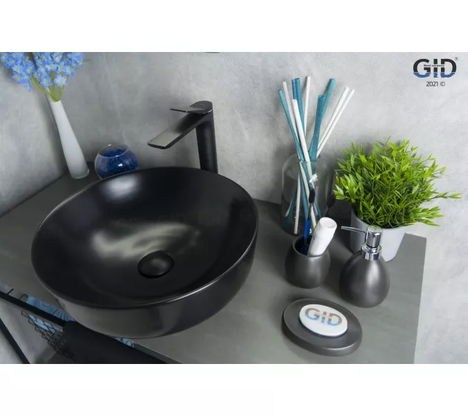 Накладная черная матовая раковина для ванной Gid Nc911