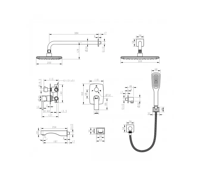 Смеситель Lemark Ursus LM7222BL для ванны и душа, встраиваемый, изображение 2