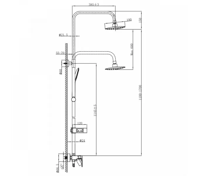 Смеситель Lemark Tropic LM7002BL для ванны и душа, изображение 2