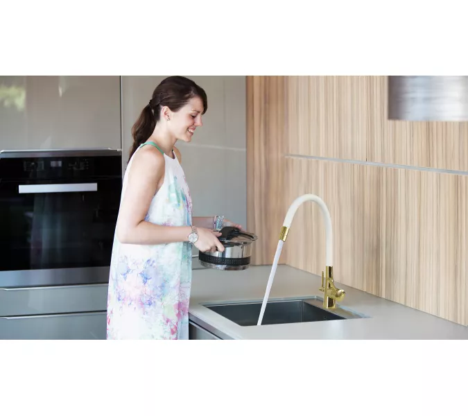 Смеситель Lemark Comfort LM3075G-White для кухни  с подключением к фильтру с питьевой водой, изображение 4