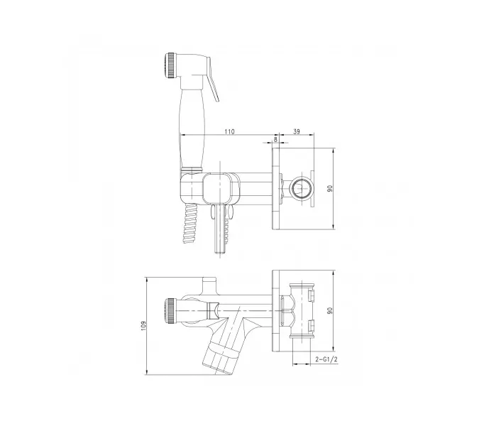 Смеситель Lemark Solo LM7165G с гигиеническим душем, встраиваемый, изображение 2
