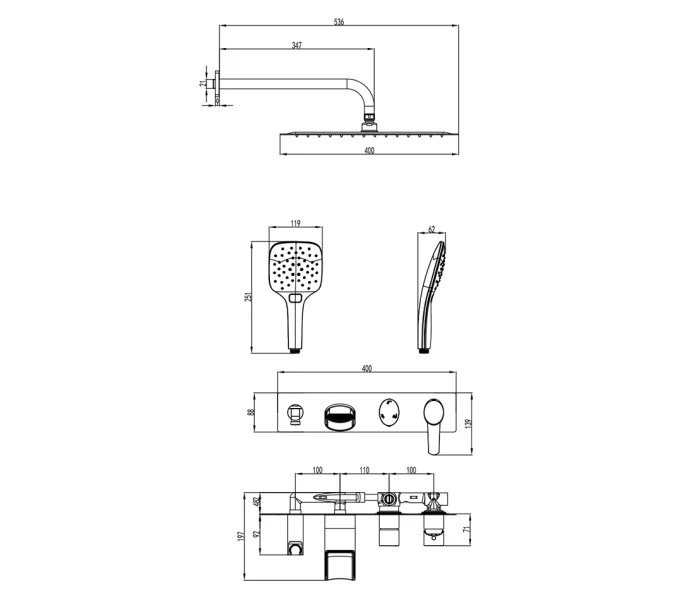 Смеситель Lemark Atlantiss LM3225C для ванны и душа, встраиваемый, изображение 2