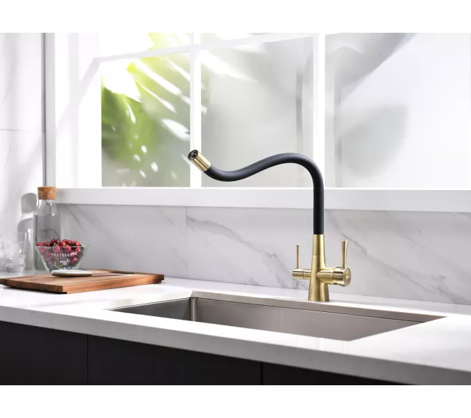 Смеситель для кухни с подключением к фильтру с питьевой водой Lemark Comfort LM3075B, Выбрать цвет: Бронза, изображение 6