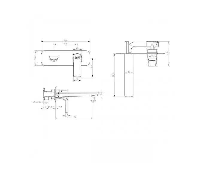 Смеситель Lemark Ursus LM7226BL для раковины, встраиваемый, изображение 2