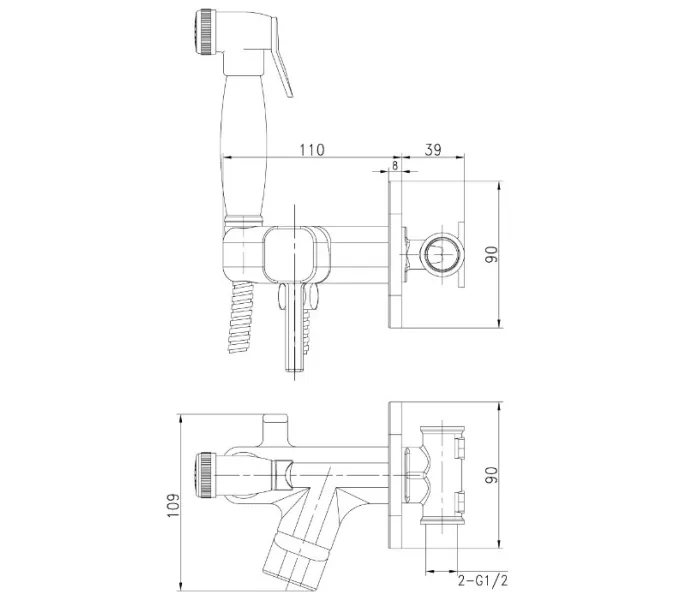 Смеситель Lemark Solo LM7165BL с гигиеническим душем, встраиваемый, изображение 2