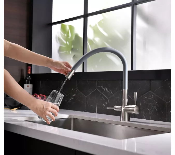 Смеситель для кухни с подключением к фильтру с питьевой водой Lemark Comfort LM3075BN, Выбрать цвет:  никель, изображение 6