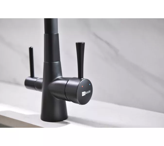 Смеситель для кухни с подключением к фильтру с питьевой водой Lemark Comfort LM3075BL, Выбрать цвет: Черный, изображение 6