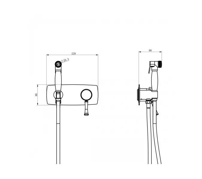Смеситель Lemark Peretto LM6319RB с гигиеническим душем, встраиваемый, изображение 2