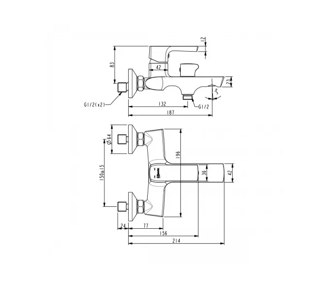 Смеситель Lemark Ursus LM7214BL для ванны, изображение 2
