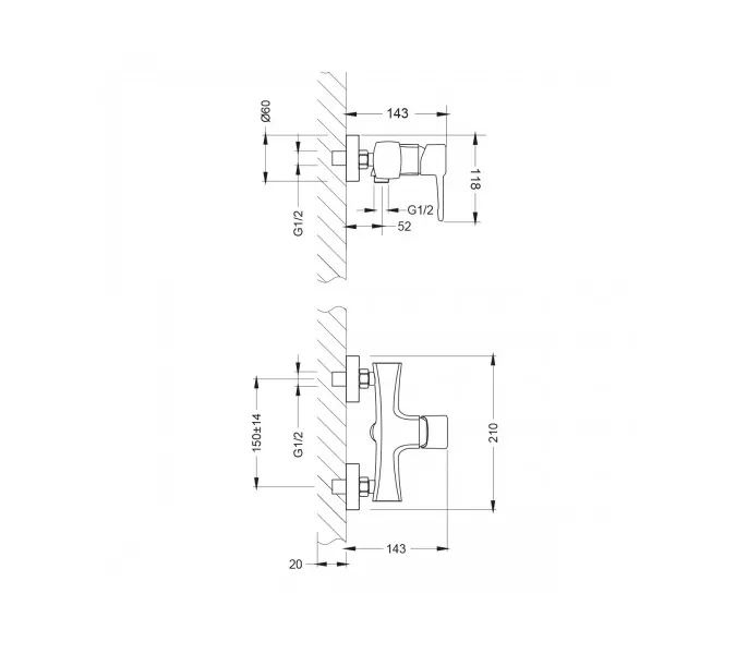 Смеситель Lemark Evitta LM0503C для душа, изображение 2