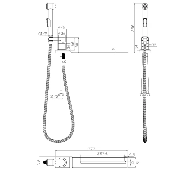 Смеситель с гигиеническим душем X25-56 ROSSINKA  с установкой на унитаз, изображение 18