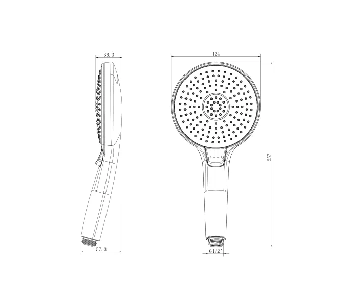 Лейка душевая Lemark  круглая 3-функциональная 124х257 мм хром, изображение 2