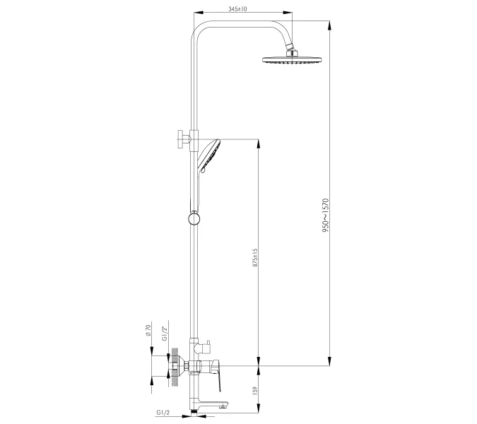 Душевая система S35-46 ROSSINKA, изображение 2