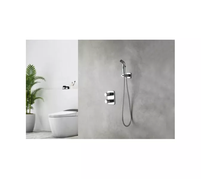 Смеситель Lemark Yeti LM7820C термостатический с гигиеническим душем, встраиваемый, изображение 2