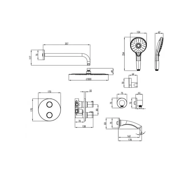 Смеситель Lemark Yeti LM7822C термостатический для ванны и душа, встраиваемый, изображение 2