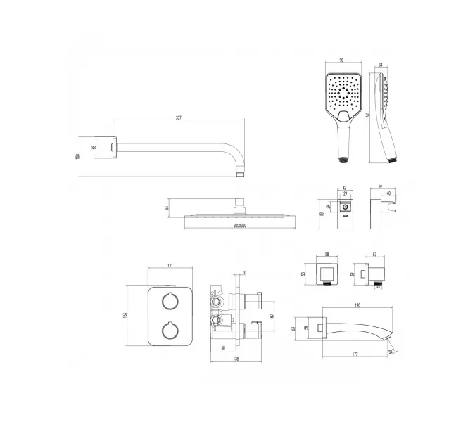 Смеситель Lemark Yeti LM7842C термостатический для ванны и душа, встраиваемый, изображение 2