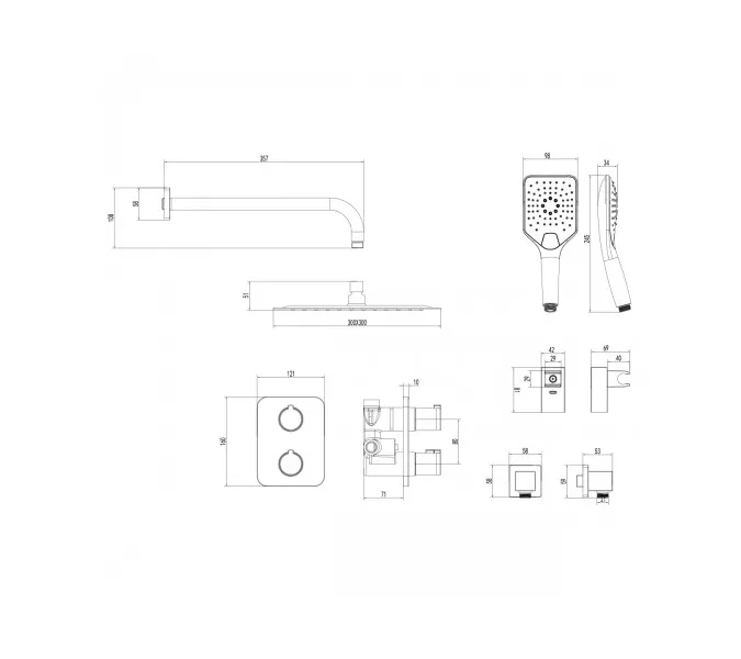 Смеситель Lemark Yeti LM7849C термостатический для душа, встраиваемый, изображение 2
