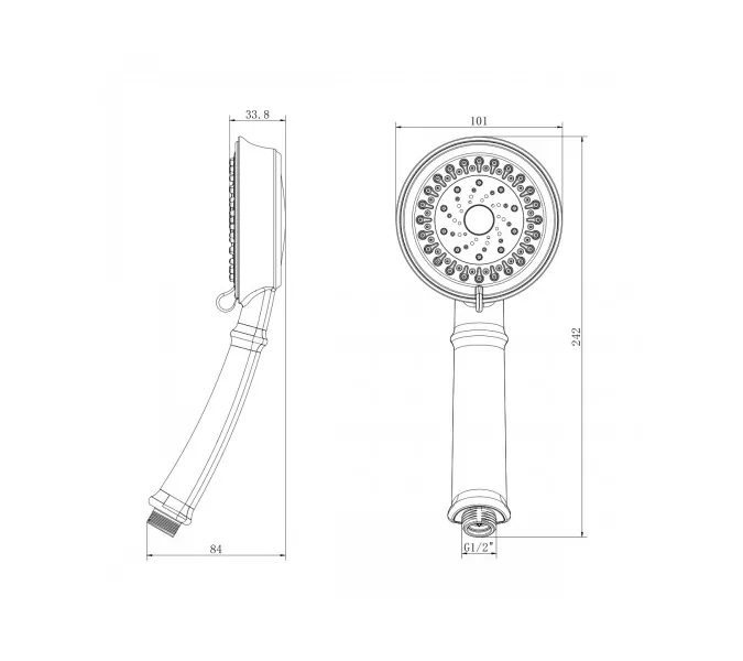 Лейка душевая Lemark  круглая 3-функциональная 101х242 мм хром, изображение 2