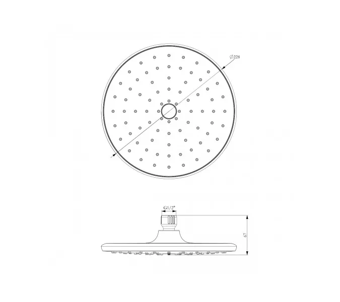 Лейка душевая Lemark  верхняя круглая 228мм хром блистер, изображение 2