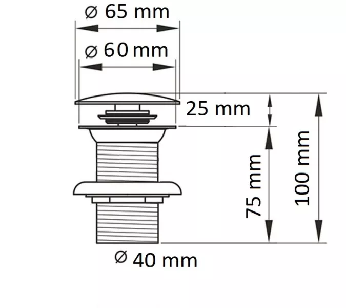 Донный клапан для раковины CeramaLux RD002 без перелива, изображение 2