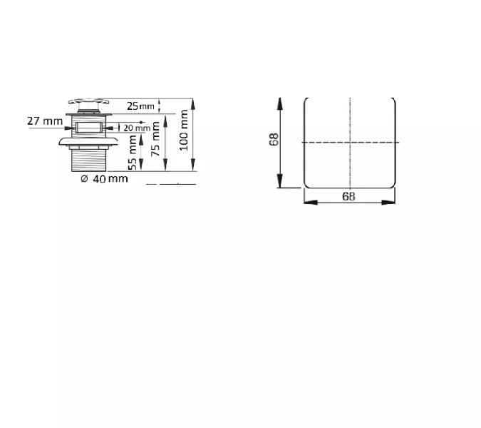 Донный клапан для раковины CeramaLux RD005 хром с переливом, изображение 2
