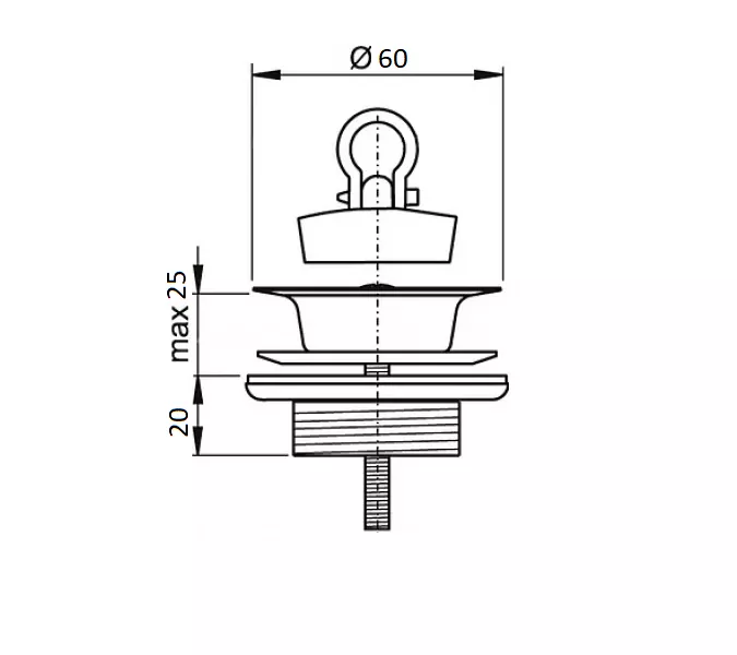 Решетка для верхнего сифона CeramaLux в комплекте с пробкой, изображение 3